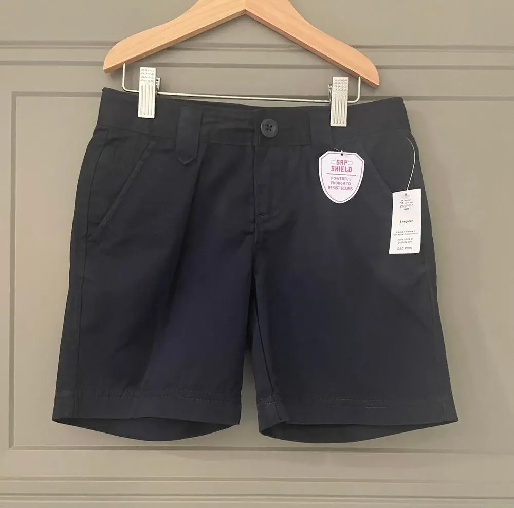 NEW Gap Kids Chino Navy Shorts 8 Adj Waist